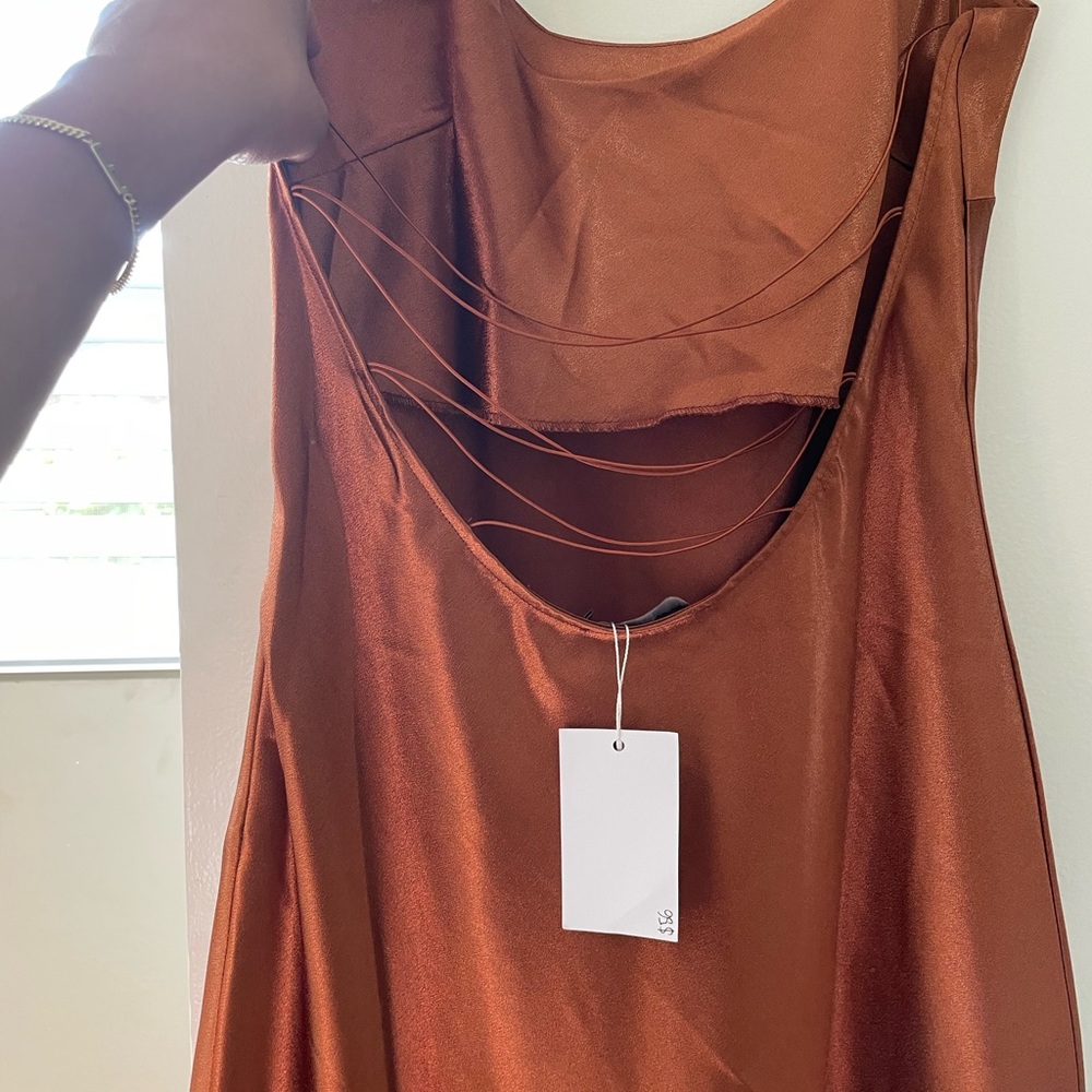 Copper Satin slip dress (size L)